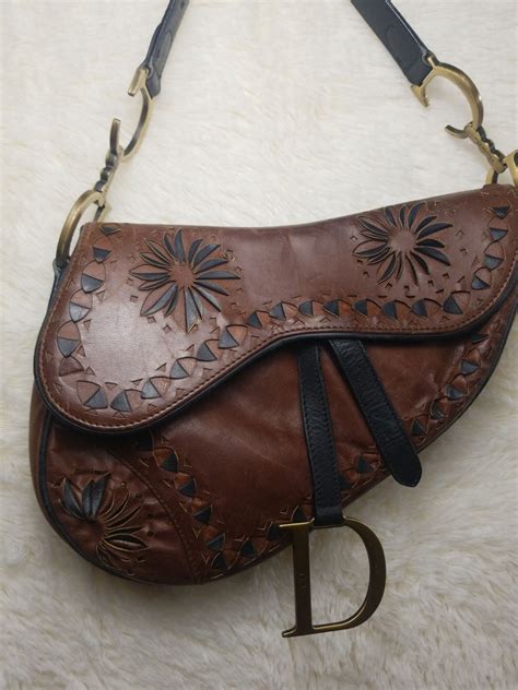 brown dior saddle bag|christian Dior vintage saddle bag.